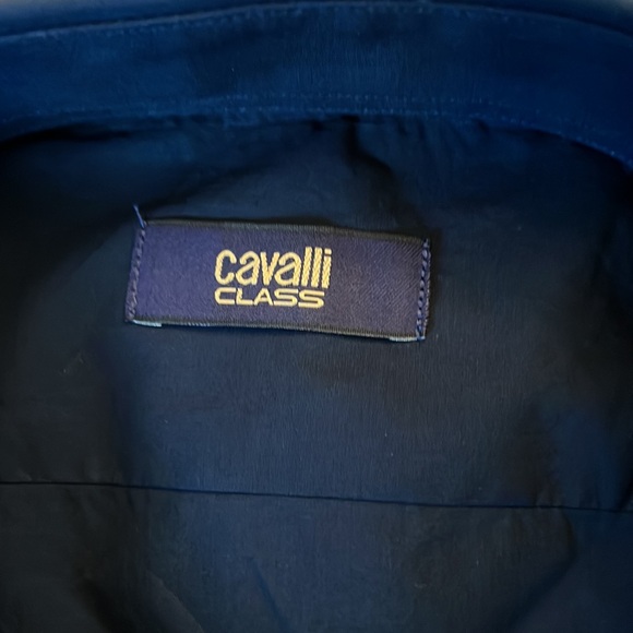 CAVALLI CLASS Navy Men's Comfort Fit Buttondown Shirt 17 1/2 - Picture 3 of 6